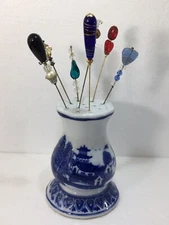 Hat Pins & Hat Pin Holder- Set of Seven (7).