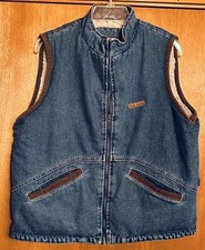 WRANGLER Hero Denim Vest Mens Medium - Vintage-Sherpa Lined Corduroy Collar Zip
