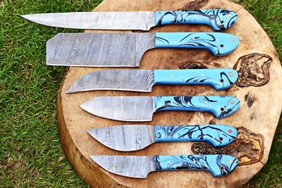 Custom Made Damascus Chef Knife Set Kitchen Cutlery - Hand Forged Damascus 1702