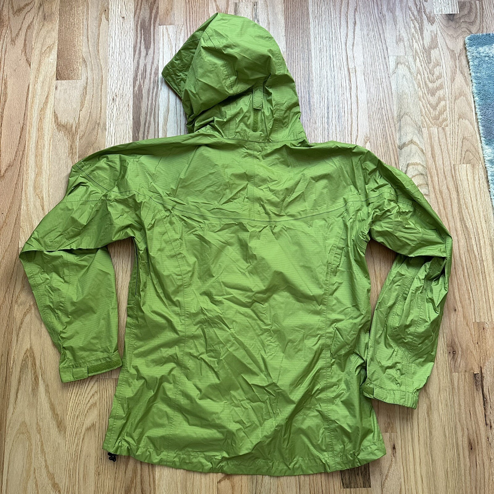 Women's Marmot PreCip Nylon Lime Green Hooded Full Zip Up Rain Coat Jacket Sz M