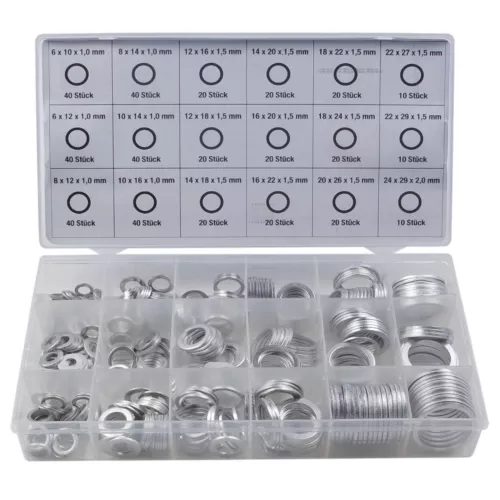 450 tlg ALU-Dichtring Sortiment Aluminium Dichtung Dichtungsring Satz O-Ring Set - Bild 1 von 5