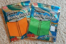 NEUF Lot de 2 housses de livre jumbo tissu extensible orange vert école XXL