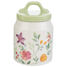 Barattolo porcellana decoro fiori d.10xh.14cm bomboniera idea regalo matrimonio 