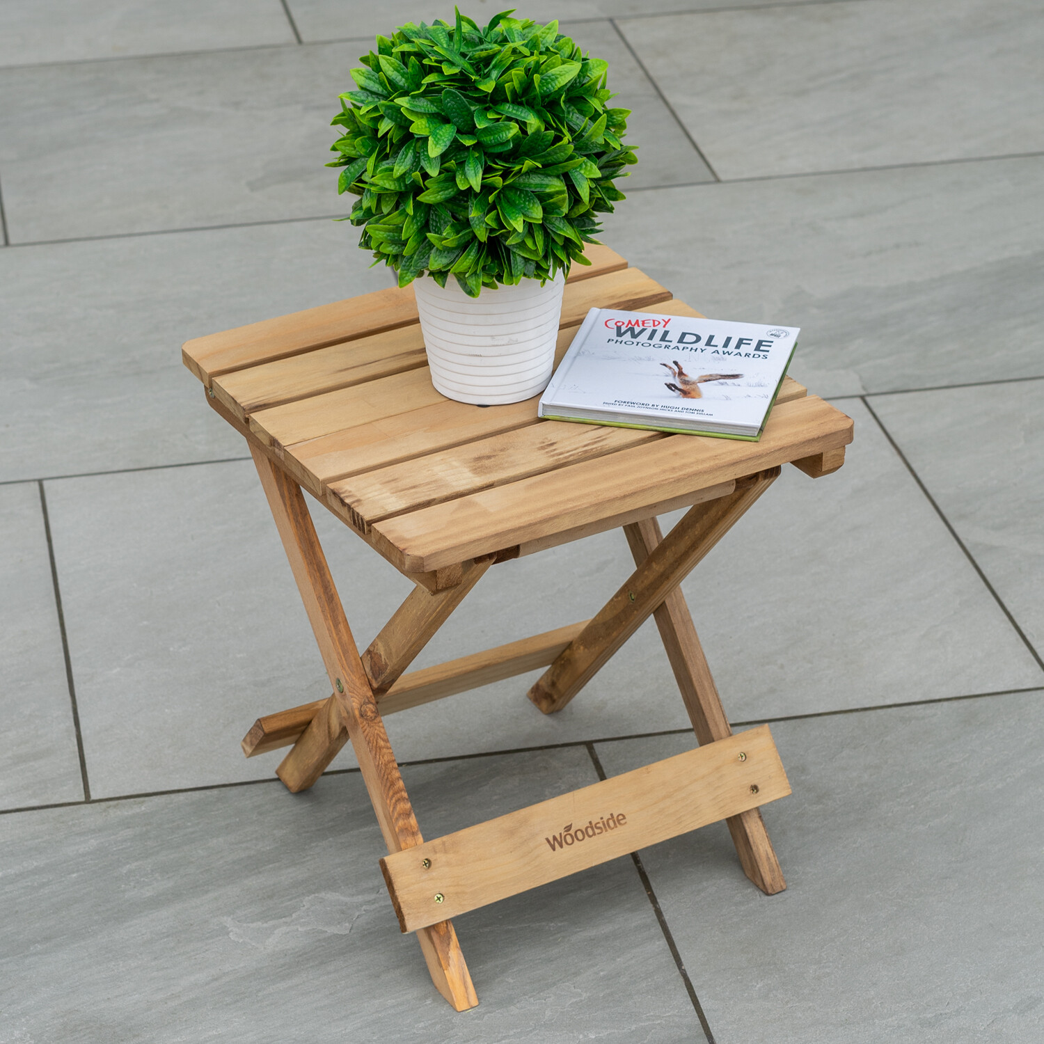 Woodside Folding Coffee Side Snack Table Wooden Garden Patio Furniture