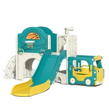 9 In 1 Toddler Slide, Kids Slide with Climber Playset, Indoor Outdoor Playground