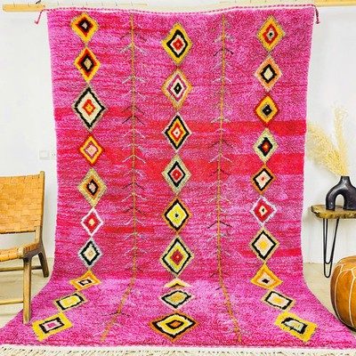 Pink Moroccan Rug, Pink Shag Rug, Custom Made Moroccan Carpet, Pink Tribal Rug