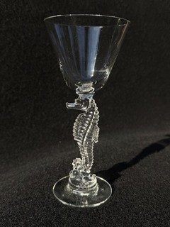 Vintage Heisey Clear Crystal Seahorse Stem Cocktail Glass Goblet Pattern 5074