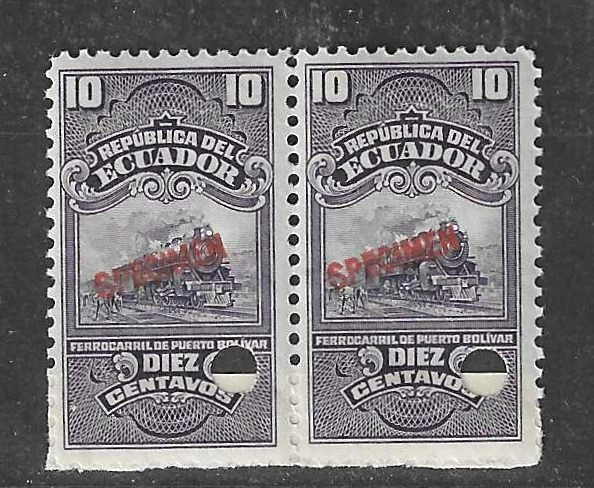 Ecuador 1900?, 10c fiscal or revenue, train vignette, from Am. Banknote archives