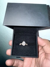 Size 7 Lab Created Diamond Ring 1ct Pear Cut