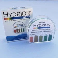 Hydrion QT 40 Quaternary Test Paper 0-500ppm Sanitizer Concentration Test Strips