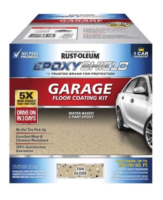 Rust-Oleum 251966 EPOXYSHIELD Garage Floor Coating Kit, 1 Car, Gloss Tan