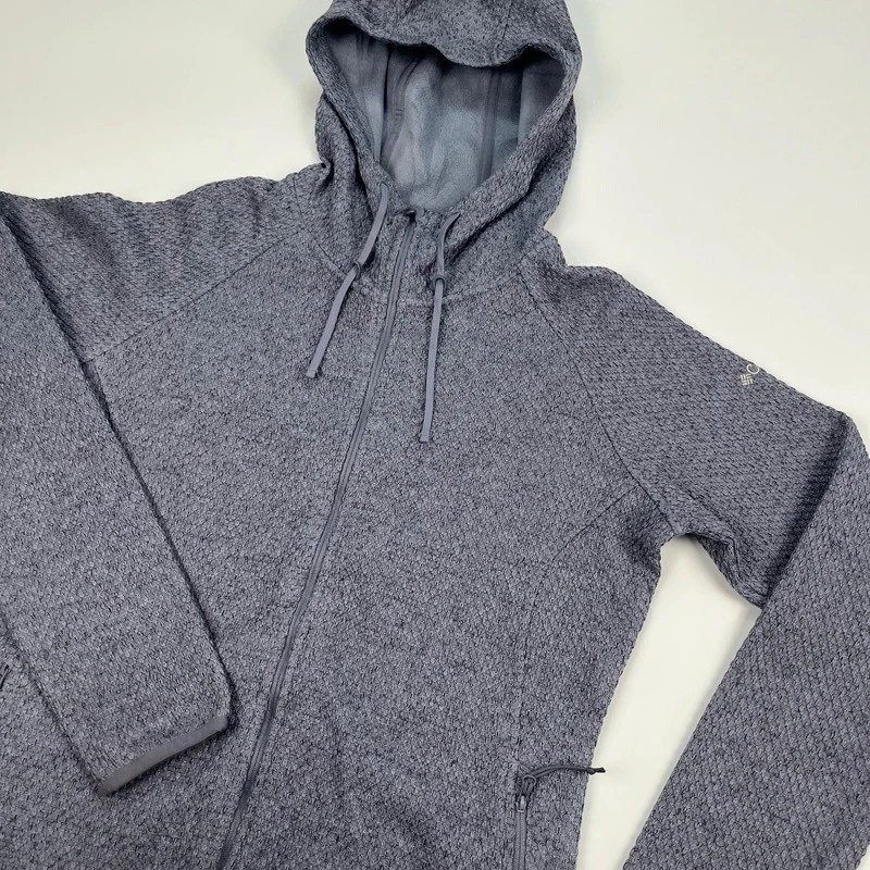 Columbia Hoodie Womens Medium Grey Fleece Activewear Textured Full Zip Pullover image 2