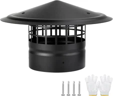 6 Inch Round Chimney Cap Cone Top with Screen Galvanized Steel Stove Pipe Cover