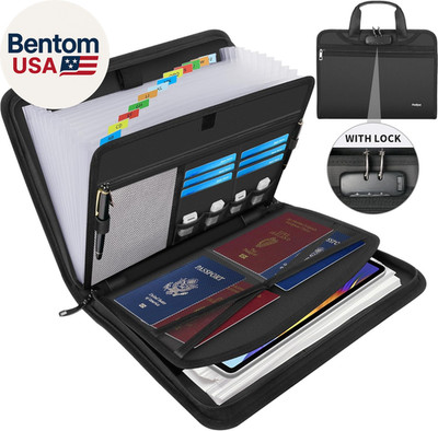 Fireproof Accordion File Organizer with Lock, Important Document Organizer Holde