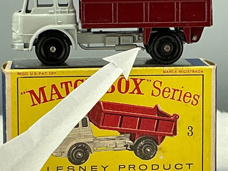 matchbox Lesney 1961#3B tipper"No exhaust br"N,Mint,D2 box all orig. - Image 2 of 4