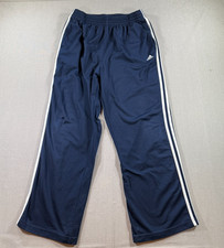 VTG Adidas Sweatpants Mens Medium Blue 3 Stripes Fleece Drawstring Y2K Retro