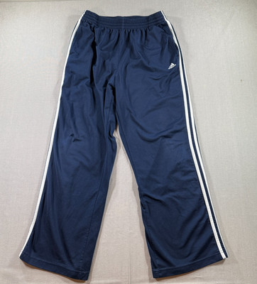VTG Adidas Sweatpants Mens Medium Blue 3 Stripes Fleece Drawstring Y2K Retro