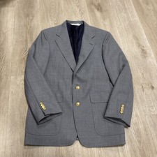 VTG Lands End Gray Gold Button Blazer 40R wool blend made in USA