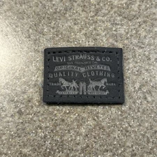 Vintage Levi’s Strauss And Company Leather Logo Sew On Patch Black 1 X 1 3/8”