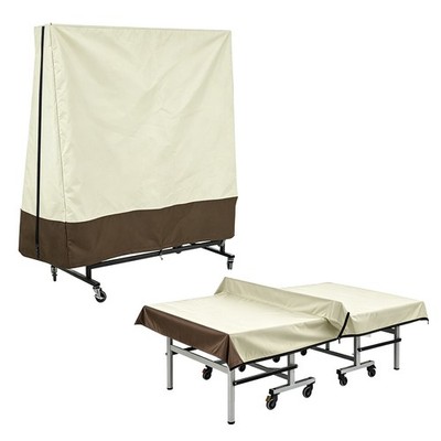 73''x65''x28'' Outdoor Ping Pong Table Cover with Zipper 1 PCS, Beige & Coffee