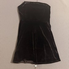 Urban Outfitters Women Black Velvet Strapless Fit and Flare Dress Size M