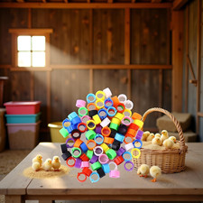 100Pcs 10-Color Poultry Leg Bands - 8mm Adjustable Clip-On Bird ID Rings for ...