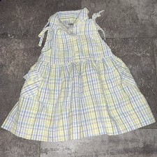 Vintage OSHKOSH B  gosh GIRLS Plaid SEERSUCKER Sleeveless DRESS 90s 18 Months