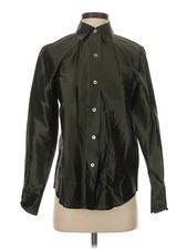 Linda Allard Ellen Tracy Women Green Long Sleeve Silk Top 2