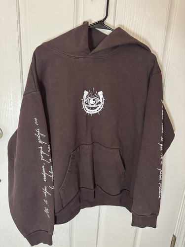 Bad Bunny Most Wanted Tour Authentic Hoodie Brown Merch Size Large