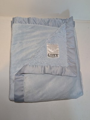 Little Giraffe Luxe Baby Blanket Love Blue 32'' x 28'' Satin Trim Plush