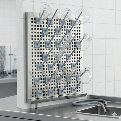 Stainless Steel 27 Pegs Lab Glassware Drying Rack Beaker for School Laboratory