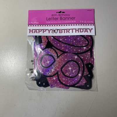 Partykette Girlande 2,13meter Happy 80th Birthday 