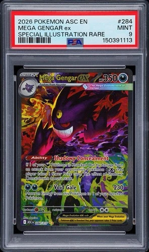 2026 POKEMON ASCENDED HEROS SPECIAL ILLUSTRATION RARE #284 MEGA GENGAR EX PSA 9