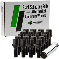 Black M12x1.50 Lug Bolts Aftermarket Wheels Spline 27mm Set Of 20