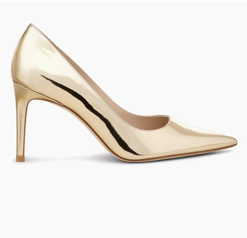 New! Stuart Weitzman Gold Stiletto Leather pumps 8.5 $525 - Picture 1 of 12
