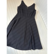 Tahari Dress Black V-Neck Fit And Flare Midi Dress Career Summer Office Size 12