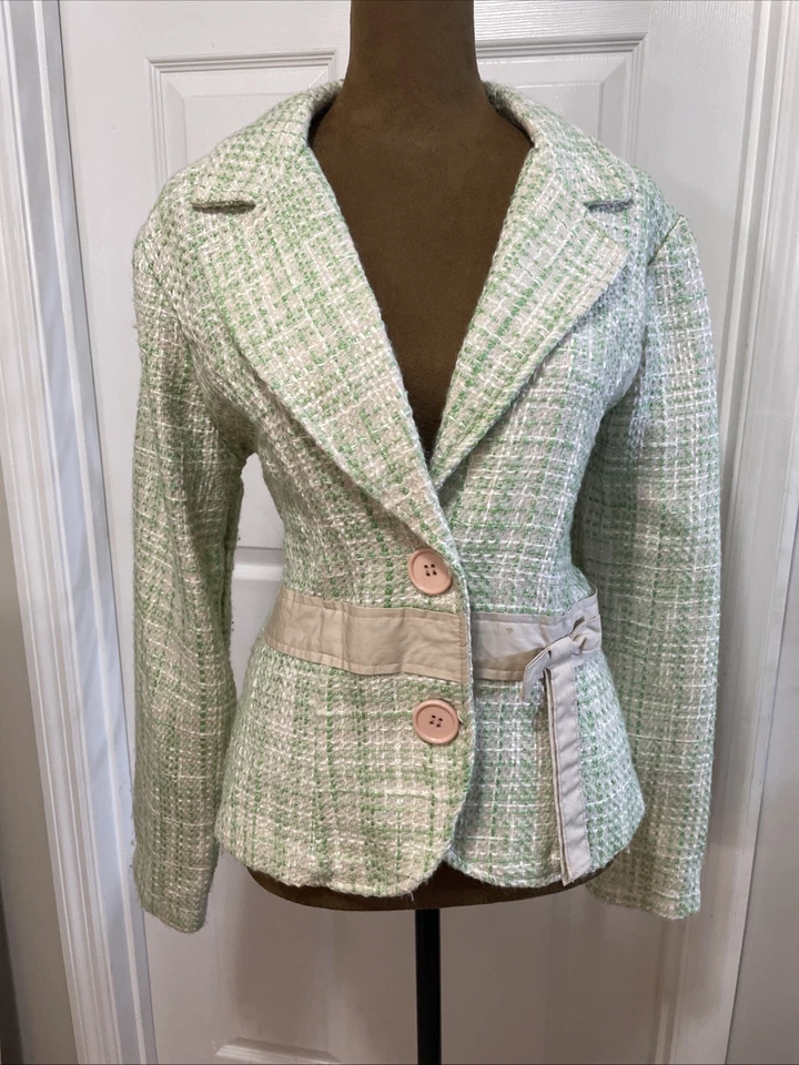 Blazer Faith Love Passion para mujer talla grande vintage verde tweed  Foto 3 de 4