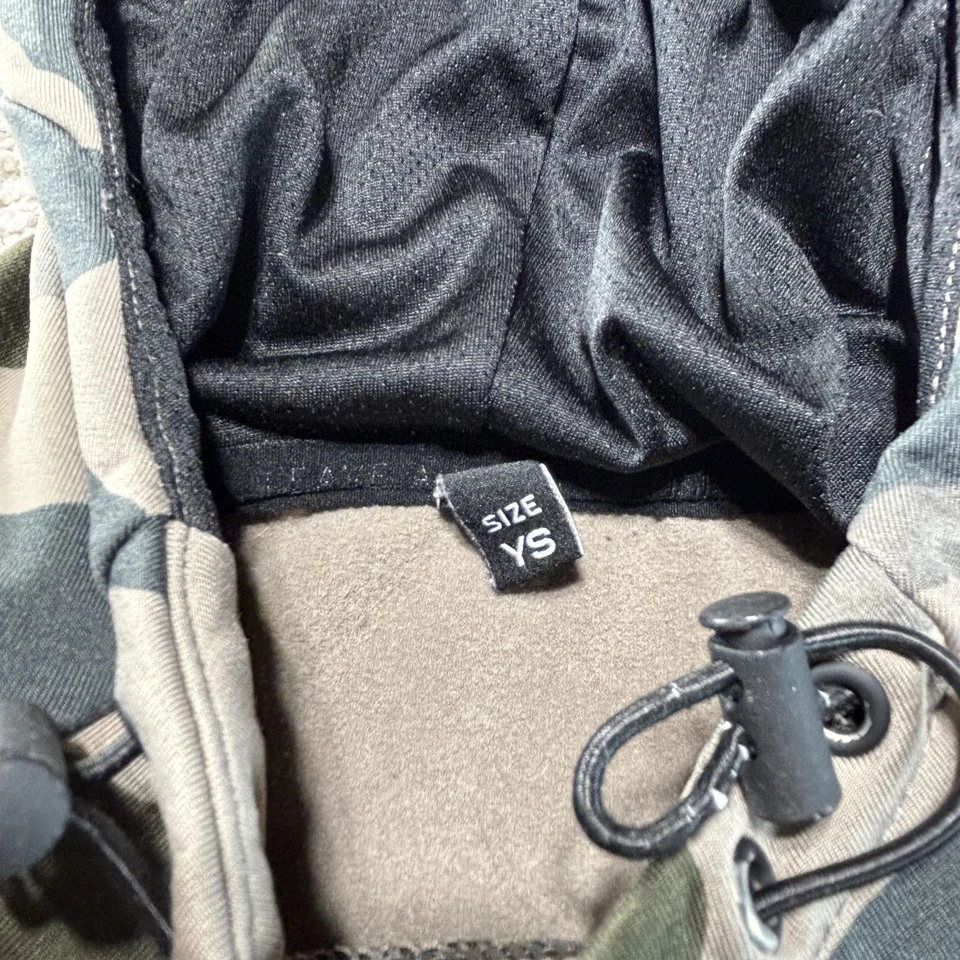 UNRL Sudadera con Capucha Juvenil Pequeña Verde Gris Camuflaje Pullover Canguro Bolsillo Vellón Foto 4 de 4