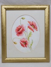 Poppies Watercolour Painting Signed By The Artist Framed 29.7x24.5cm Rare Prop