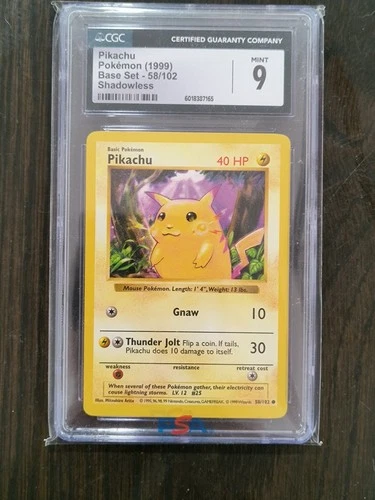Pikachu Base Set Shadowless 058/102 Yellow Cheeks CGC 9
