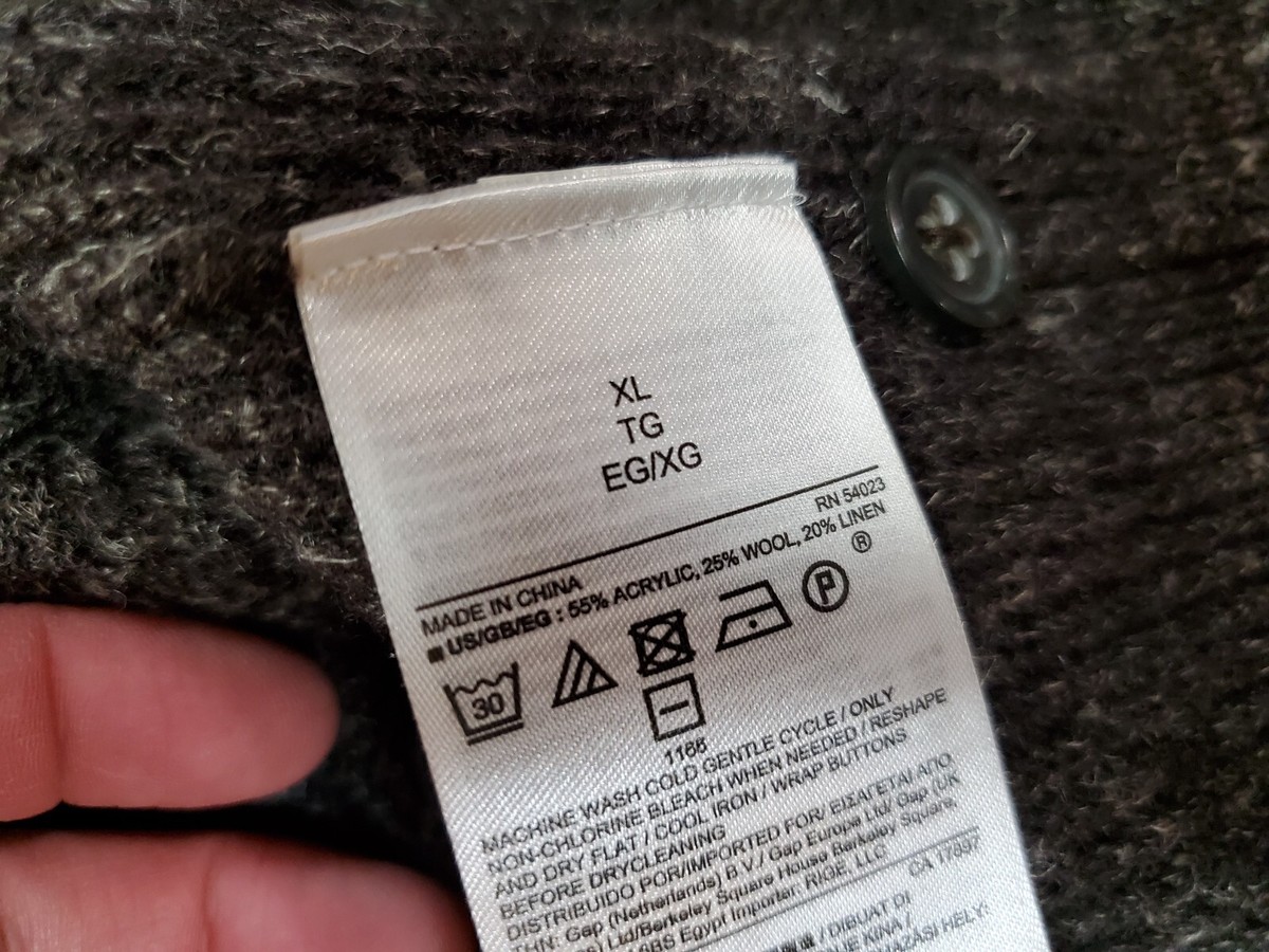 Banana Republic Sweater Mens Extra Large Gray Wool Linen Henley