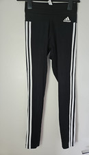 Adidas Black 3 Stripe Leggings Size XS Women's UK 4-6