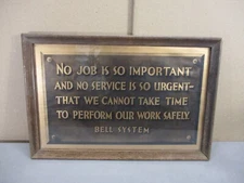 Vintage BELL SYSTEMS SAFETY CREED Framed Print Workplace Safety ORIGINAL  Sign