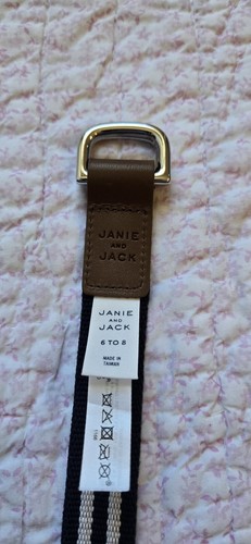 Janie & Jack Boys Age 6-8 Size 28' Navy & White Stripe Woven Belt - Picture 2 of 6