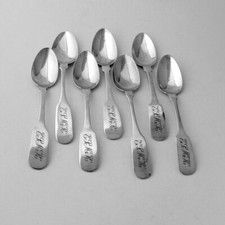 Teaspoons Set of 7 John Ewan Coin Silver Mono ESMcK