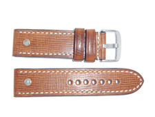RIOS1931 Genuine Vintage Leather Watch Band Strap 24 mm Brown Cognac "London"