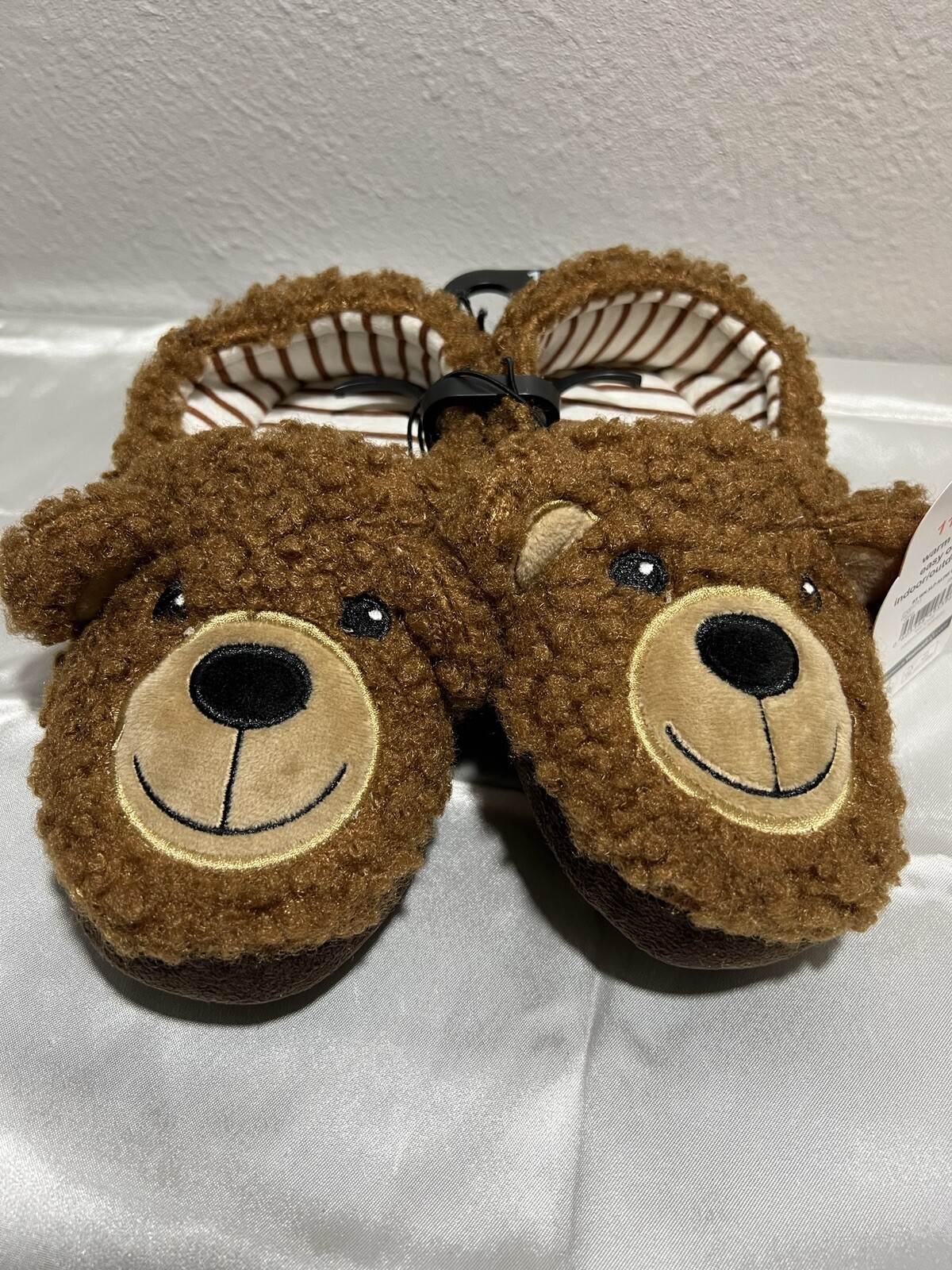 SAOLA Teddy Bear Slippers Size 9 10 Indoor Outdoor Sole Warm Lining Easy On off