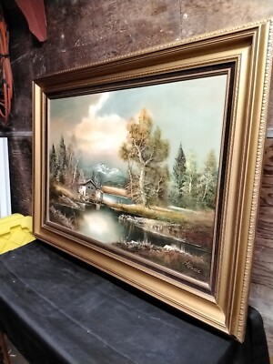 Sighned 1950s Heinz Ross Original Oil Painting On Canvas In 45x33