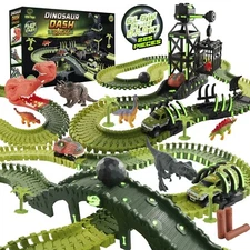 USA Toyz Dinosaur Dash Tracks 225 Pieces Glow in the Dark