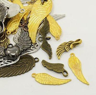 TIBETAN STYLE ANGEL WING FEATHERS CHARMS PENDANTS 30g RANDOM MIX shape C180